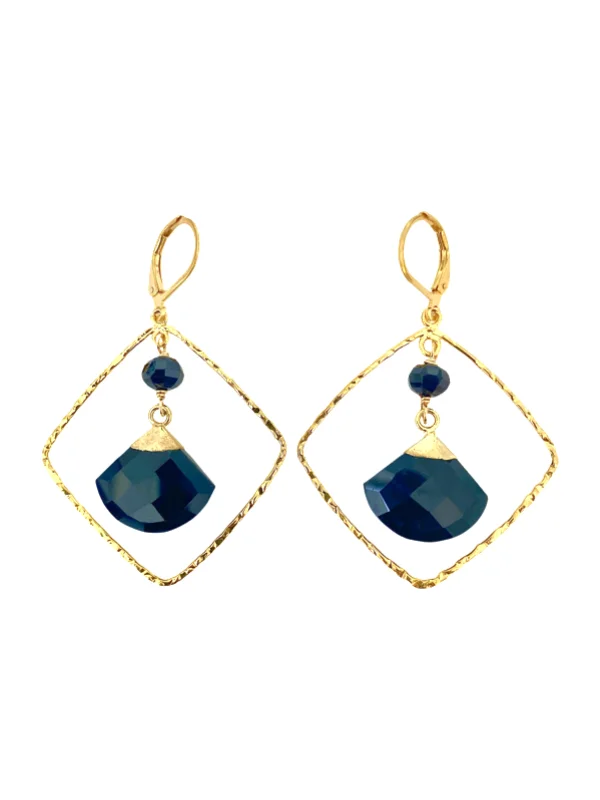 Cosmic glow earrings-Black Diamond Fan Earrings