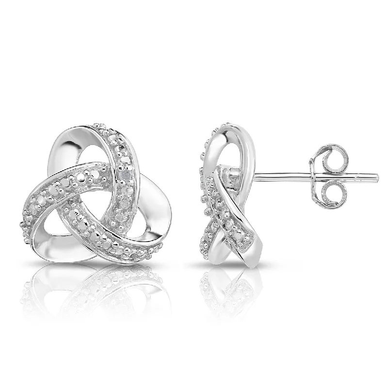 Light wood earrings-Diamond Love Knot Earrings