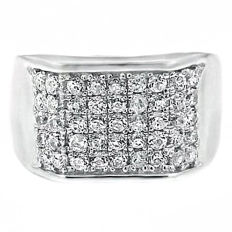 Full moon engagement rings-Womens 925 Sterling 1.35ct Russian Ice on Fire CZ 5-Row Pave Band Ring