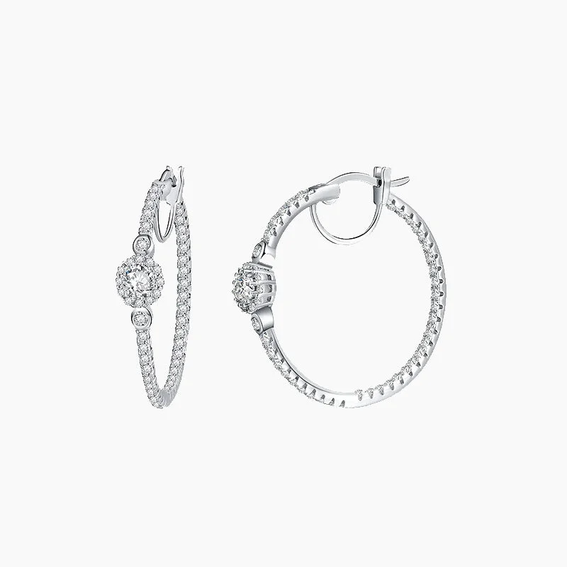 Pure gem earrings-Sterling Silver Cubic Zirconia Hoop Earrings