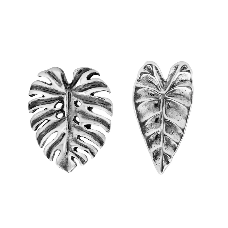 Leaf design earrings-MONSTERA & ALOCASIA - Sterling Silver Studs