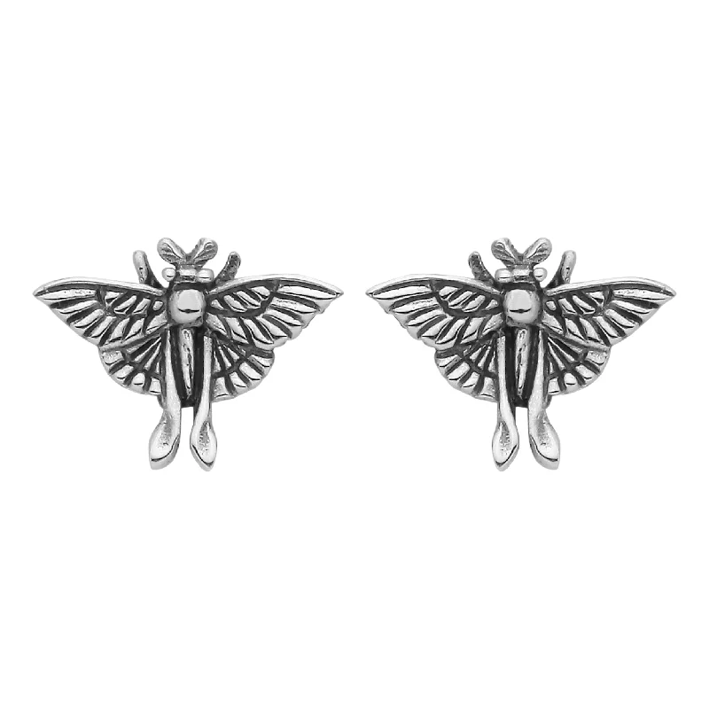 Leaf design earrings-LUNA MOTH - Sterling Silver Studs