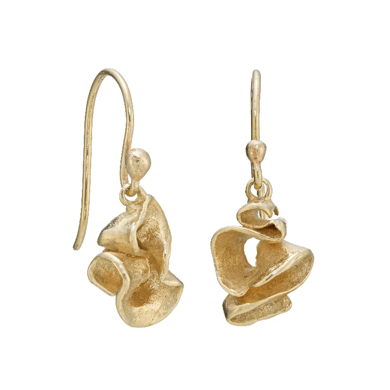 Sleek drop earrings-Furl Drops 9ct Gold