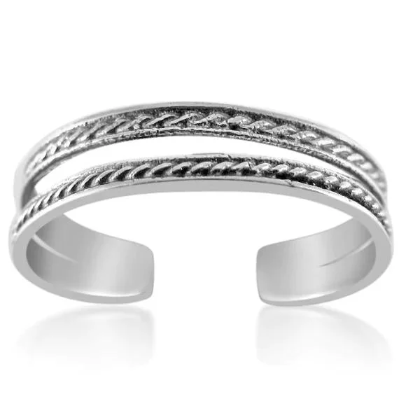 Sleek modern engagement rings-Adjustable Double Rope Sterling Silver Toe Ring