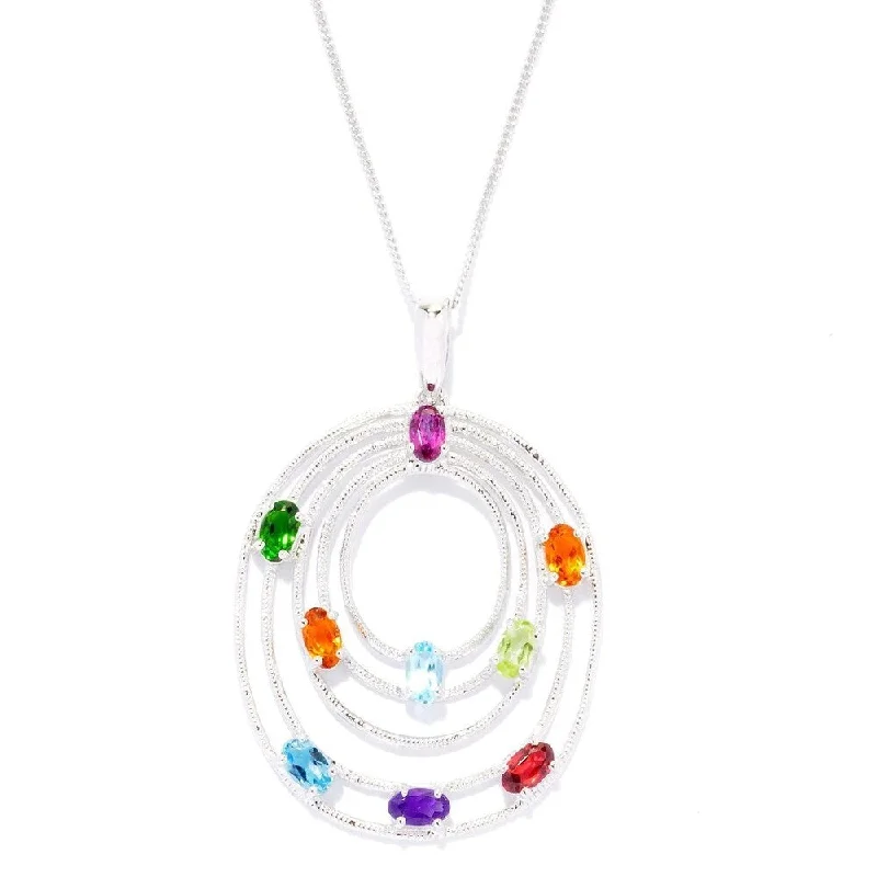 Light wood necklaces-Multi-gemstone White Tiered Oval Pendant Necklace