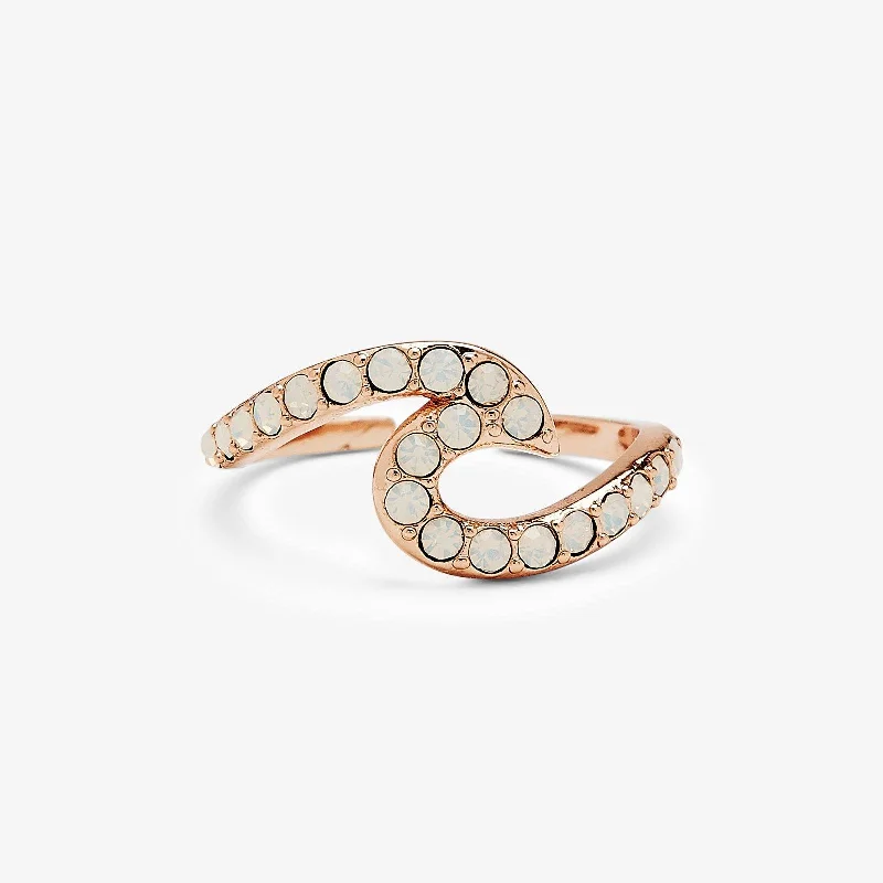 Open frame engagement rings-Rose Gold Stone Wave Toe Ring