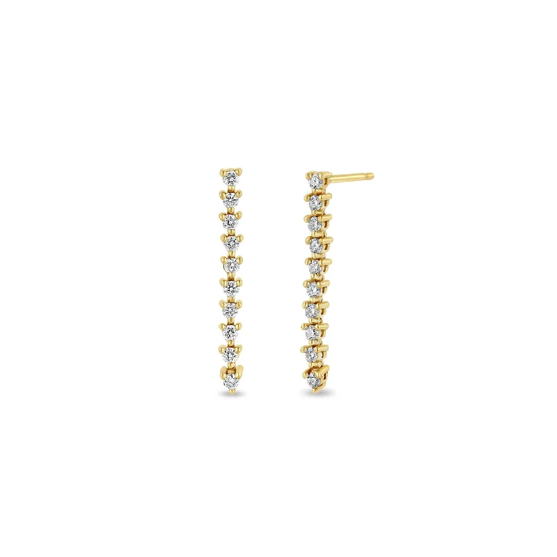 Layered drop earrings-14k Diamond Tennis Drop Earrings