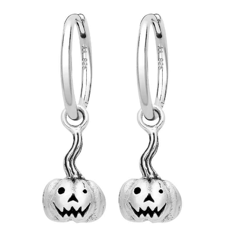 Worn medallion earrings-ROLY the PUMPKIN - Sterling Silver Hoops