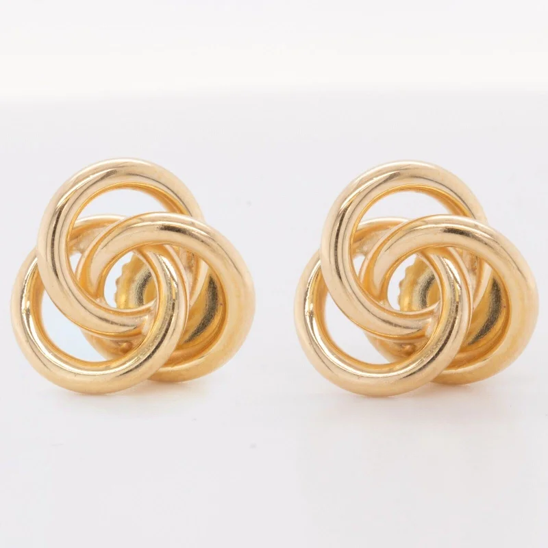 Petal hoop earrings-Tiffany & Co. 18k Yellow Gold Trinity Knot Triple Circle Stud Earrings 5.2g