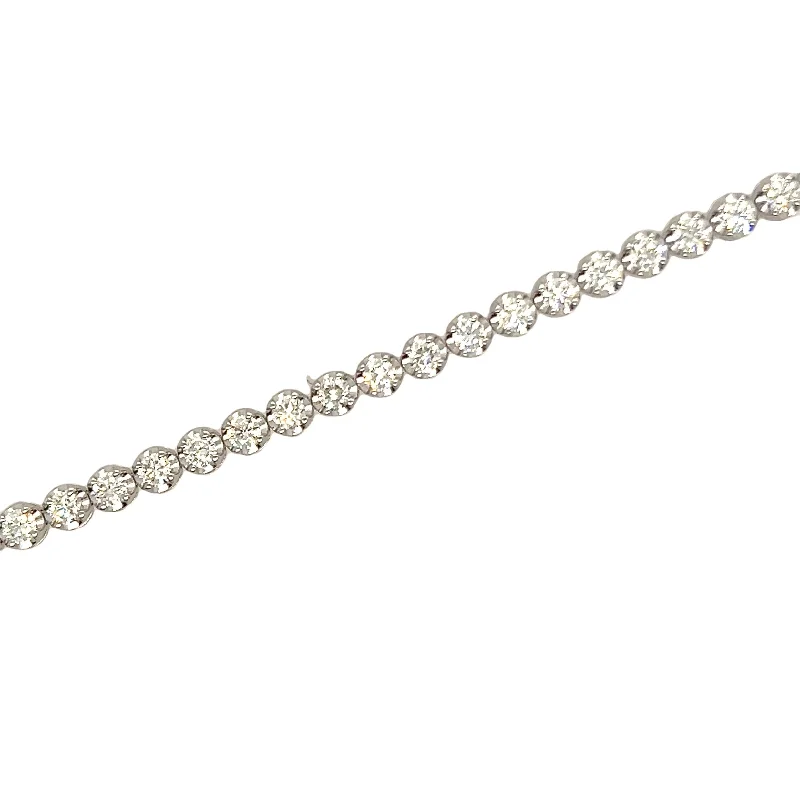 Wide chain bangles-14K White Gold Diamond Tennis Bracelet - 4.86cw