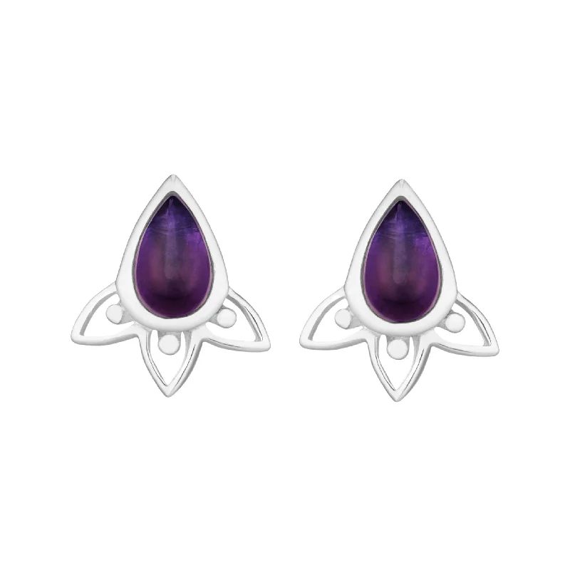 Smooth drop earrings-ARIA - Sterling Silver & Amethyst Studs