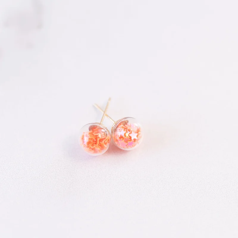 Sleek drop earrings-Orange | Mini Star Confetti Stud Earrings