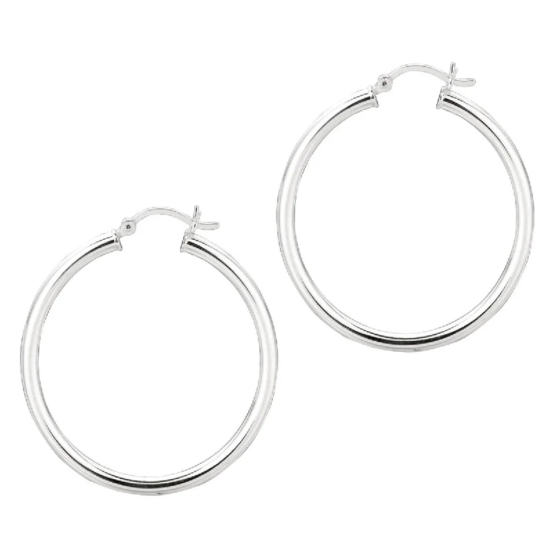 Polished bead earrings-Sterling Silver Hoop Earring Collection