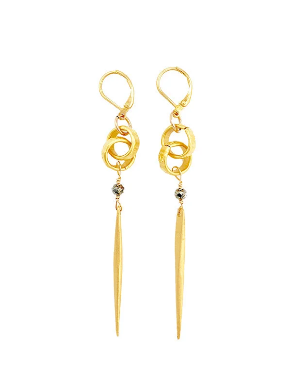 Subtle dangle earrings-Pyrite Spear Earrings