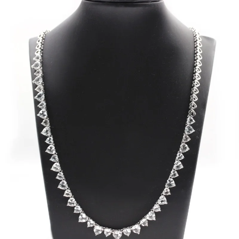 Luxe diamond necklaces-925 Sterling Silver White Topaz Necklace