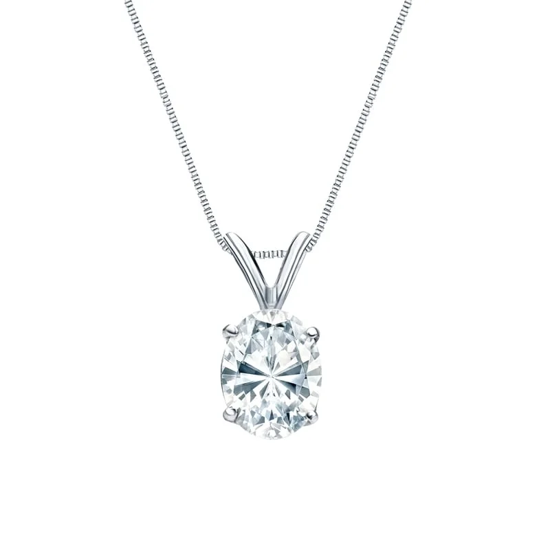 Soft thread necklaces-Auriya 18k Gold 3.00ctw Oval Solitaire Lab Grown Diamond Necklace 4-Prong Basket (F-G VS) - 3