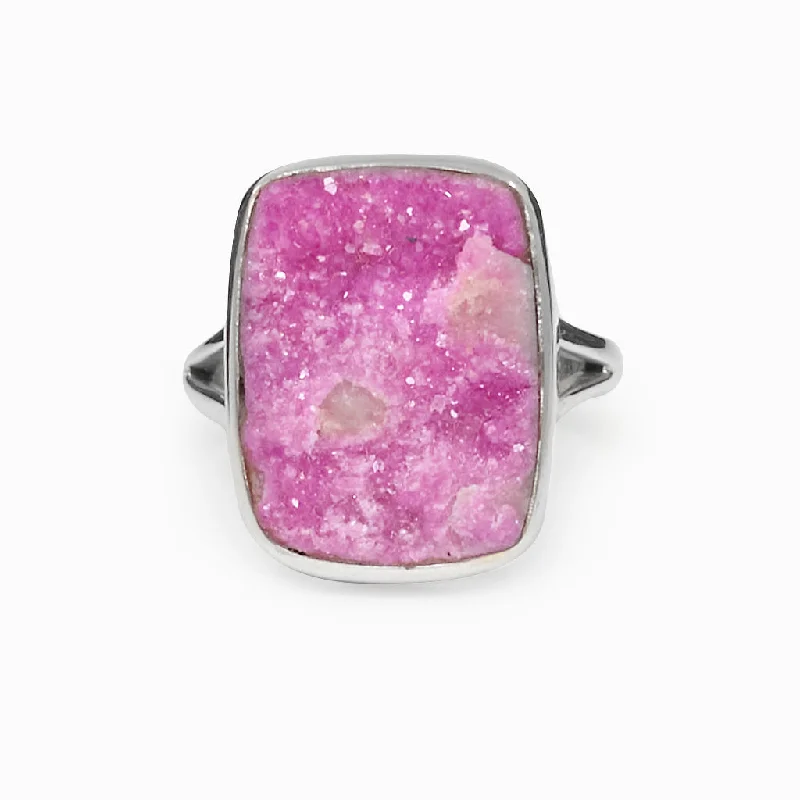 Cobaltian Calcite Druzy Ring