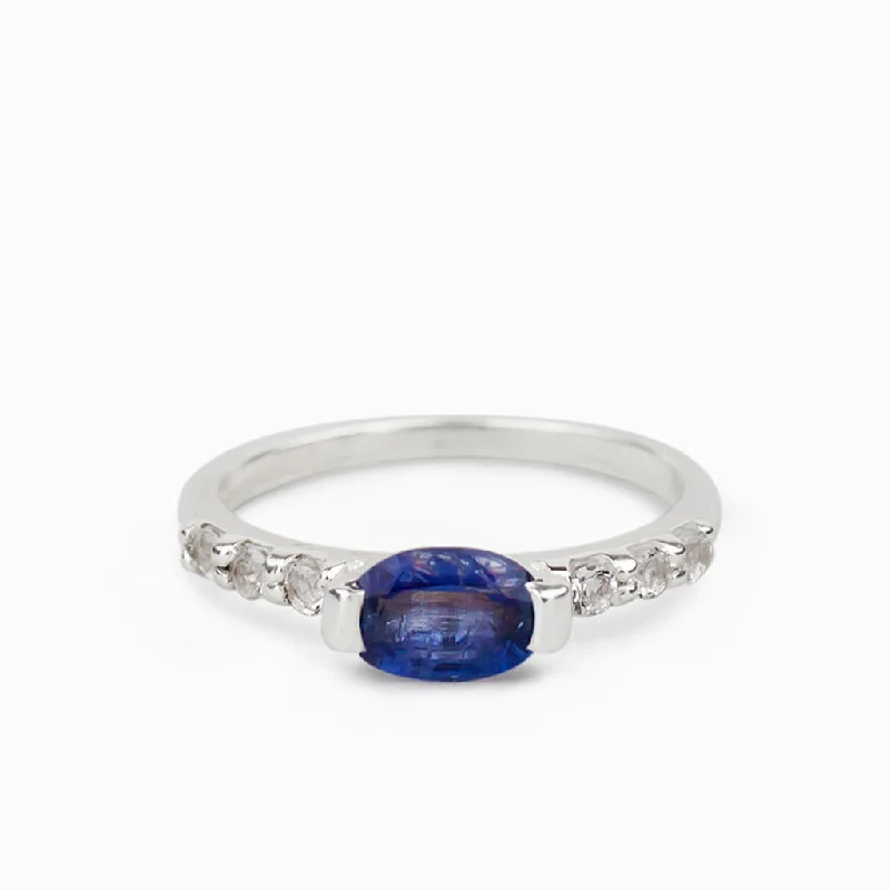 Kyanite and White Topaz Ring