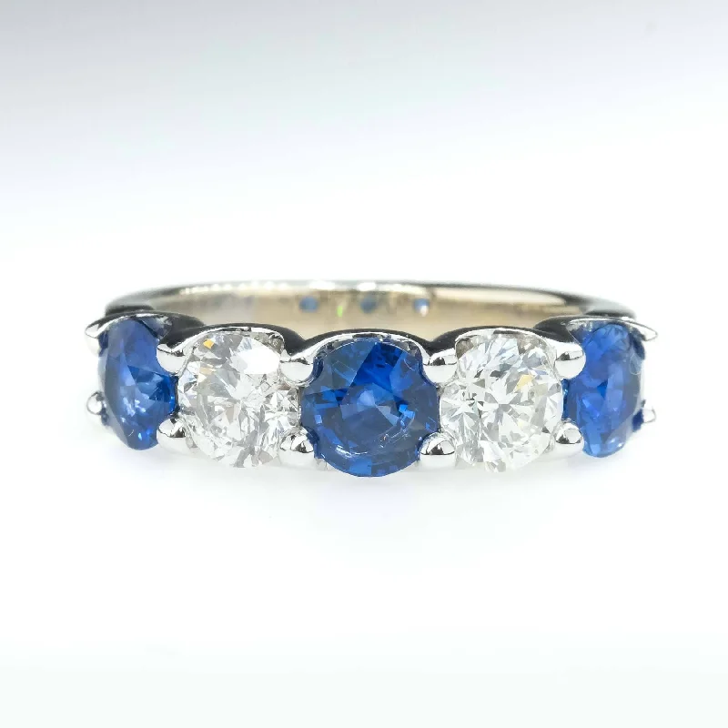 Topaz engagement rings-Blue Sapphire & Diamond Accented Gemstone Ring in 14K White Gold