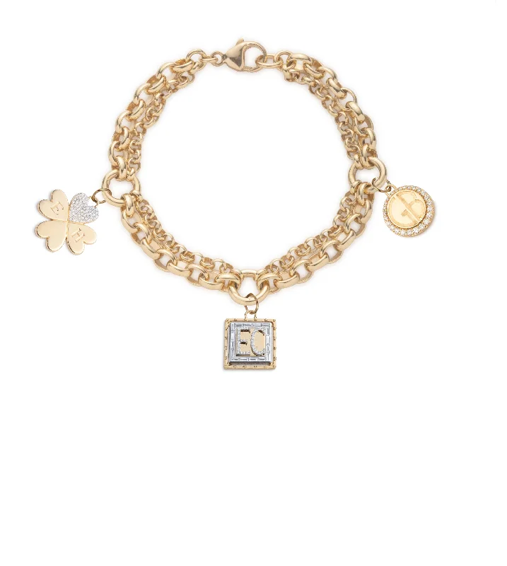 Crystal-twisted bangles-Lovestruck, True Love & Engravable Festoon Chain Bracelet : in Yellow Gold