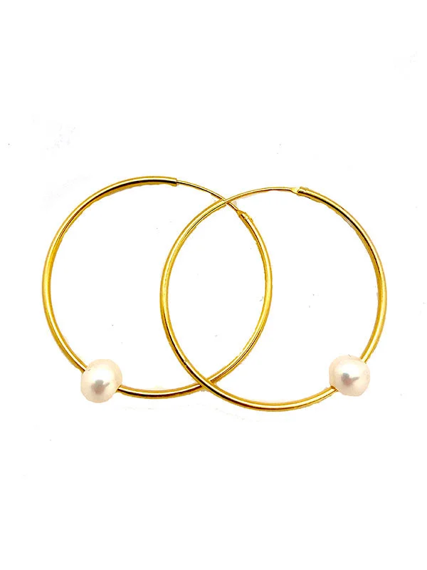 Worn medallion earrings-Pearly Hoops Earrings