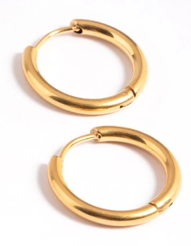 Wide hoop earrings-Gold Plated Surgical Steel Thin 12mm Hoop Earrings