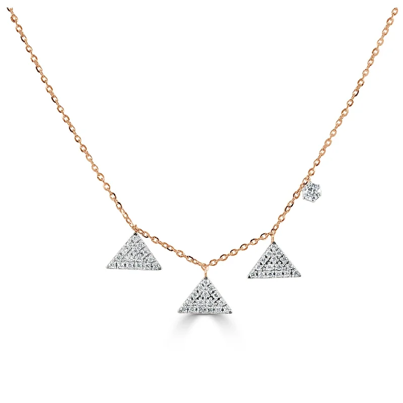 Pure crystal necklaces-Joelle Diamond Triangle Necklace 14K Gold 1/5ct TDW Adjustable 14"-18-inch Inch