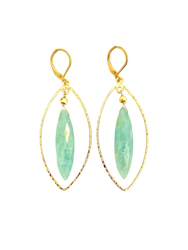 Flat knot earrings-Marquis Aqua Earrings