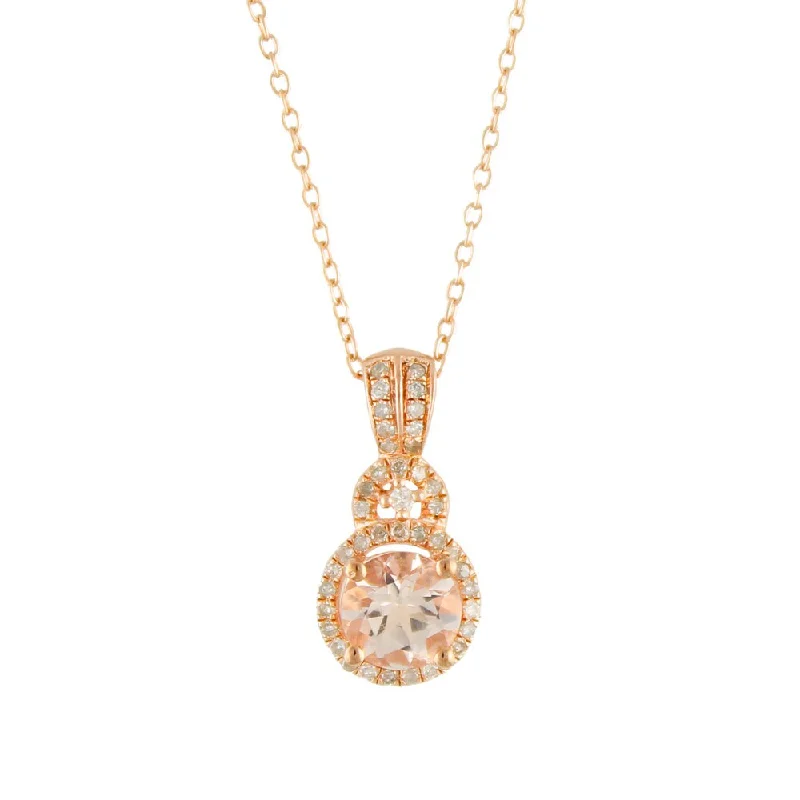 Half moon necklaces-10k Rose Gold Morganite and 1/5ct TDW Diamond Halo Pendant Necklace