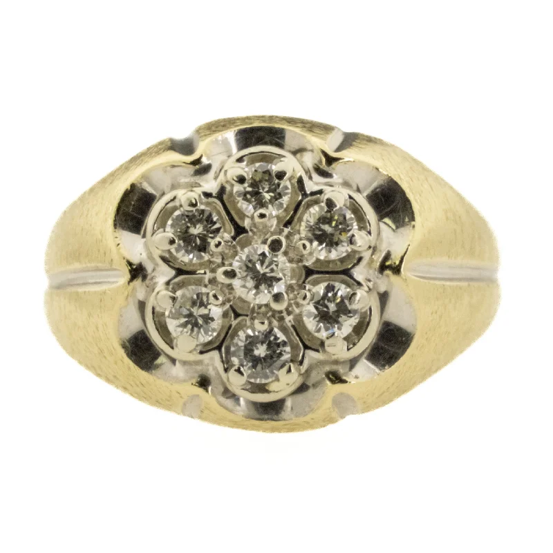 Night gothic engagement rings-0.28ctw Diamond Cluster Lady's Ring in Two Tone 14K Gold - Size 5