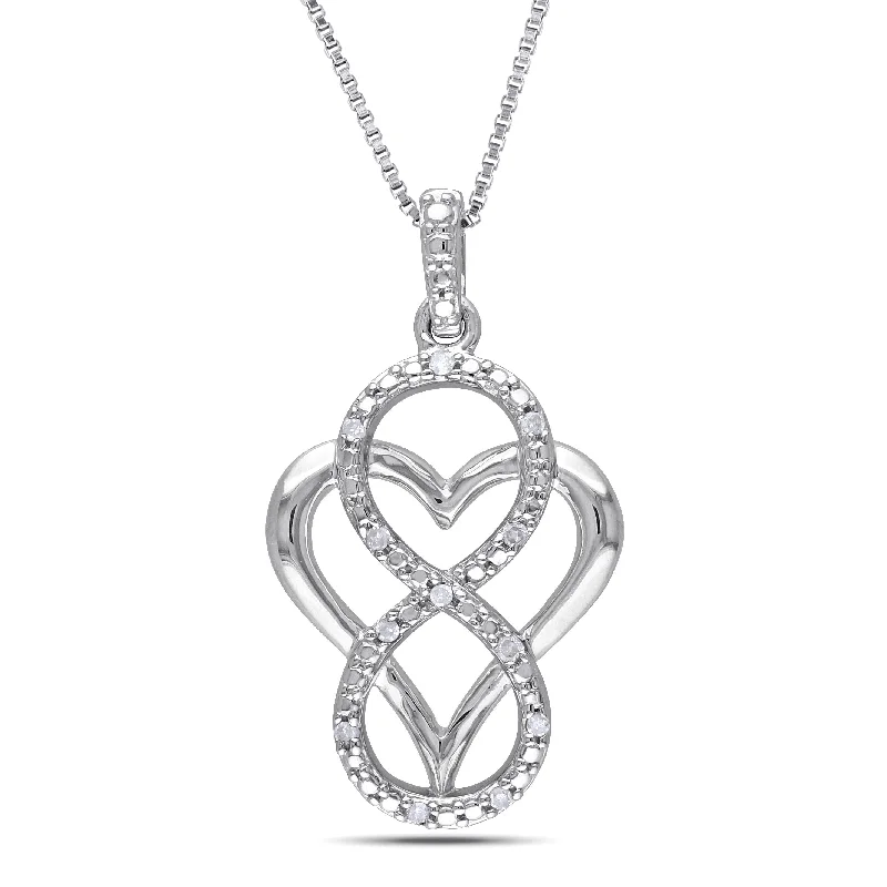 Polished bead necklaces-Miadora Sterling Silver Diamond Accent Heart Infinity Necklace