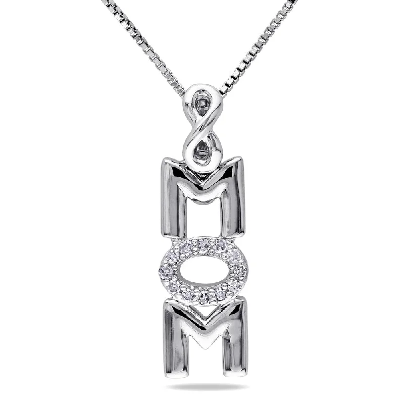 Multi-layer necklaces-Miadora Sterling Silver Diamond Accent "Mom" Necklace