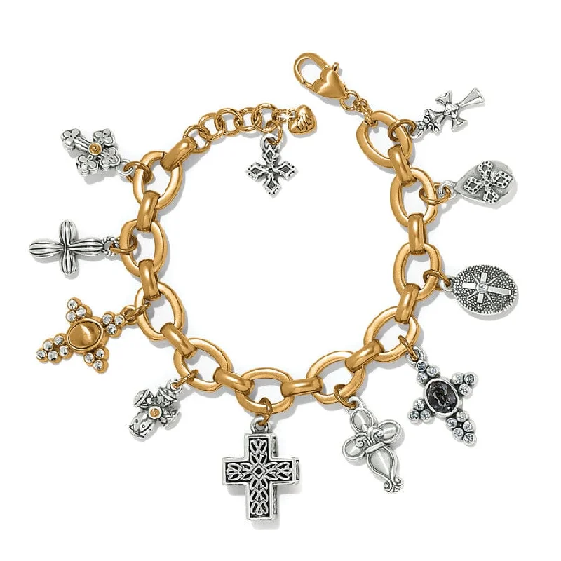 Oak grain bangles-Heavenly Cross Charm Bracelet