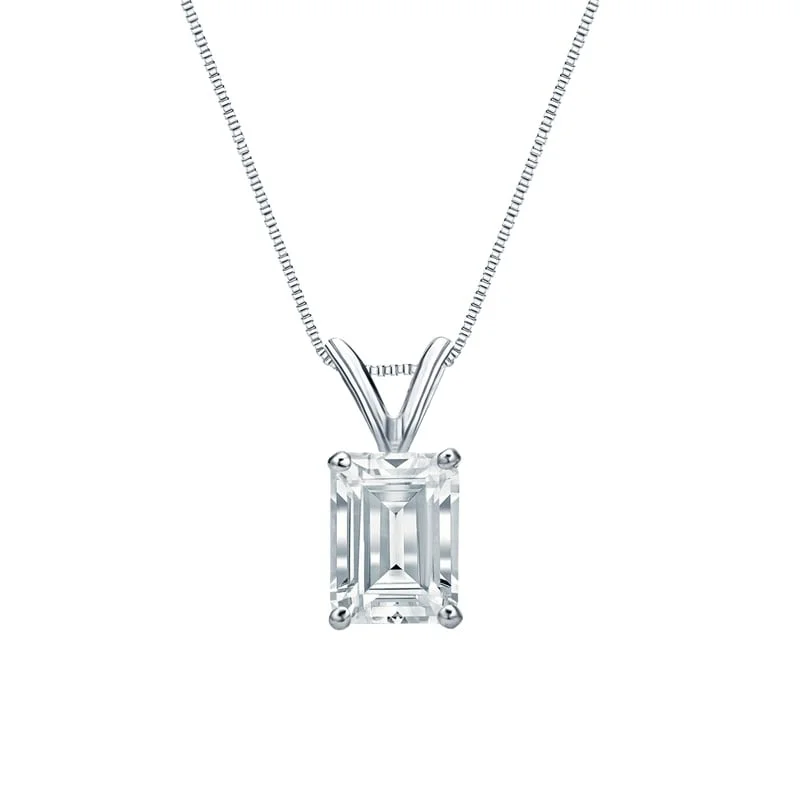 Raised disc necklaces-Auriya Platinum 2.50ctw Emerald Solitaire Lab Grown Diamond Necklace 4-Prong Basket (H-I VS) - 2.5