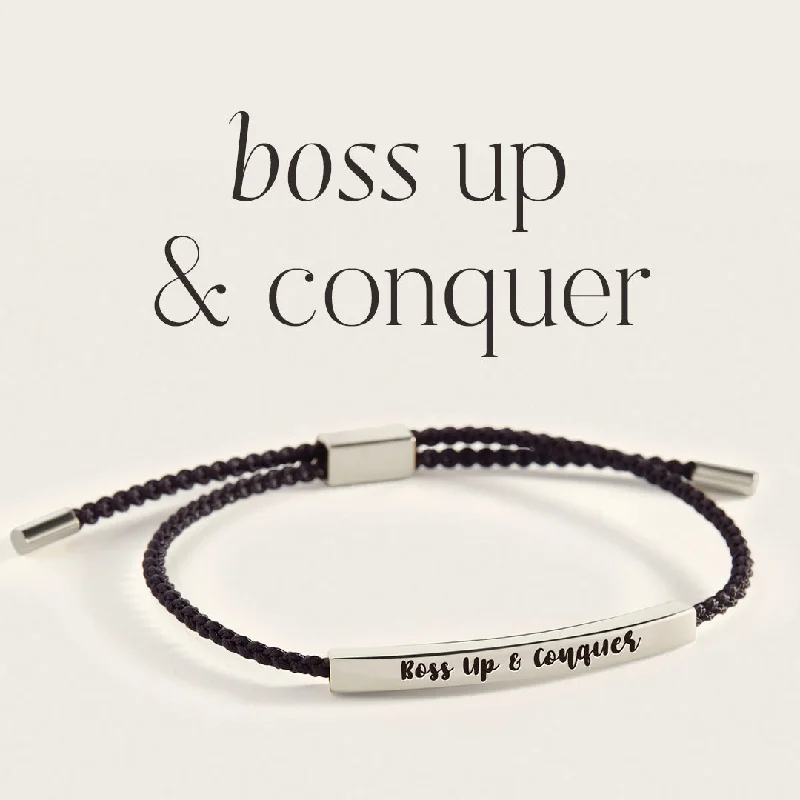 Textured letter bangles-Boss Up & Conquer Inspire Bracelet