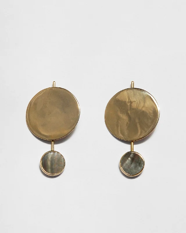 Worn medallion earrings-Filia Earrings in Grey Mother of Pearl