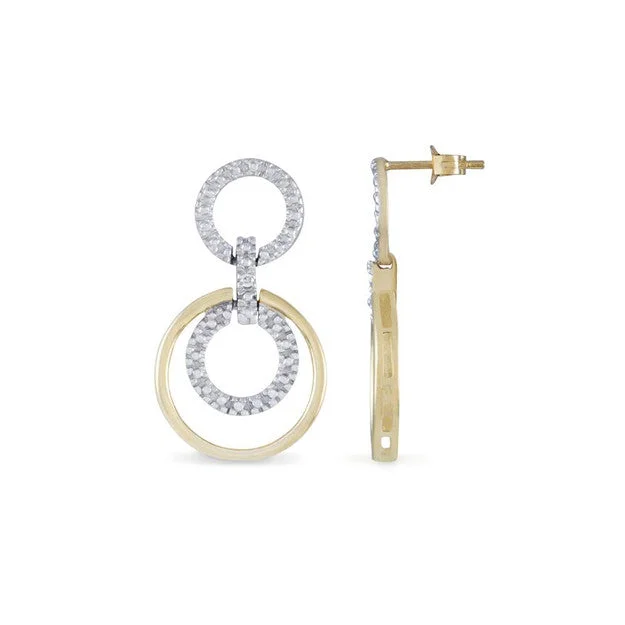 Baroque pearl earrings-Two-tone Circle 'n Circle Diamond Earrings