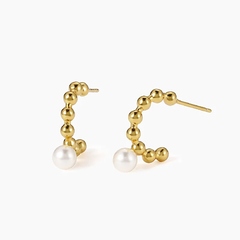 Radiant pearl earrings-S925 Baroque Pearl Huggie Earring For Women