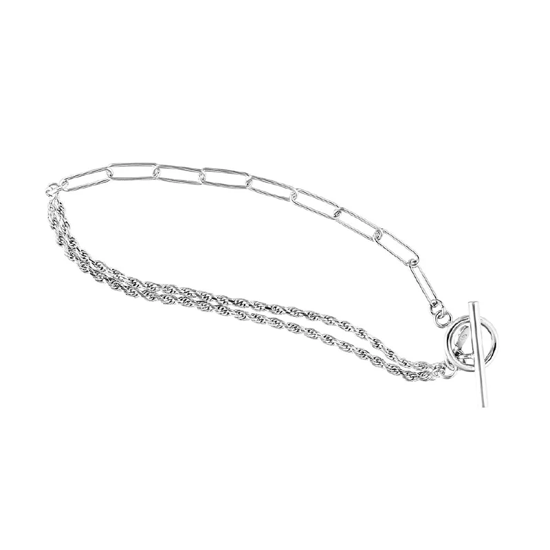 Woven cord bangles-Silver 50/50 Bracelet with toggle Closure