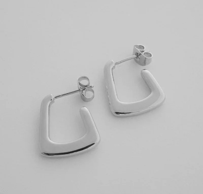 Fine triangle earrings-Silver Demi Hoop Earrings