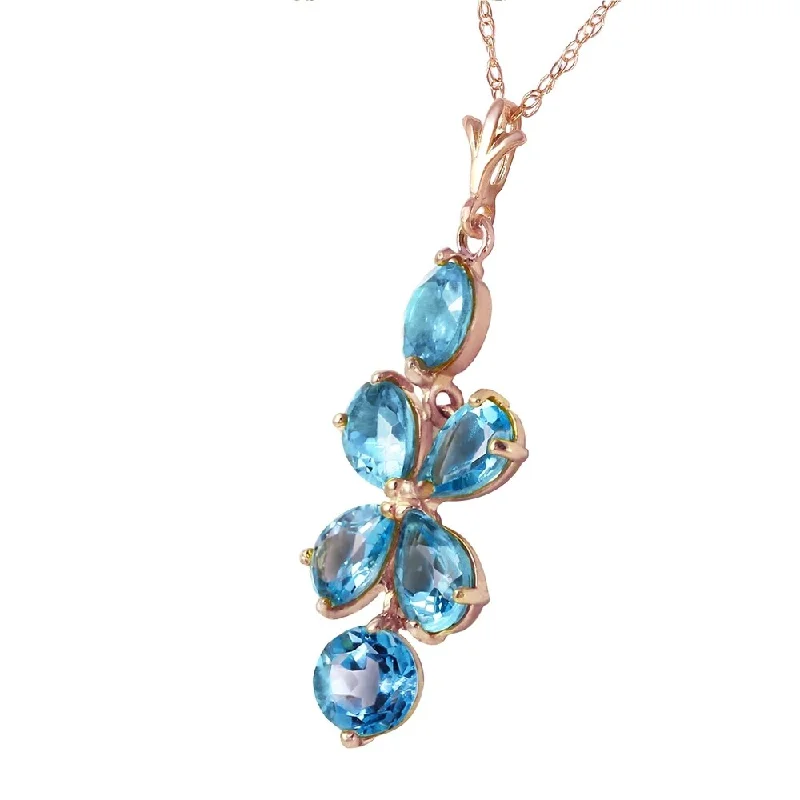 Chic art necklaces-3.15 Carat 14K Solid Rose Gold Petals Blue Topaz Necklace