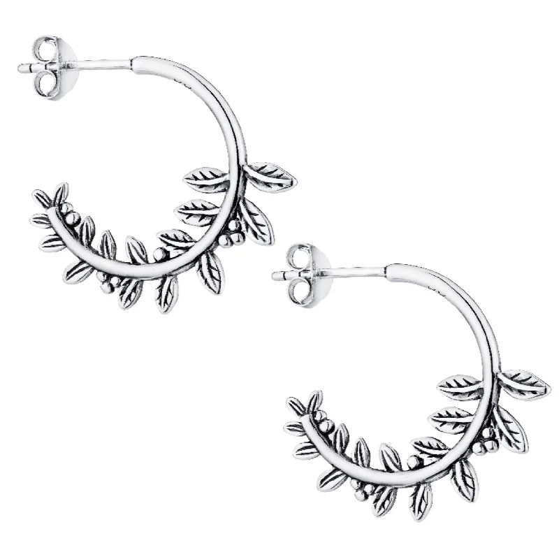 Curved design earrings-BLOOM - Sterling Silver Stud Hoops