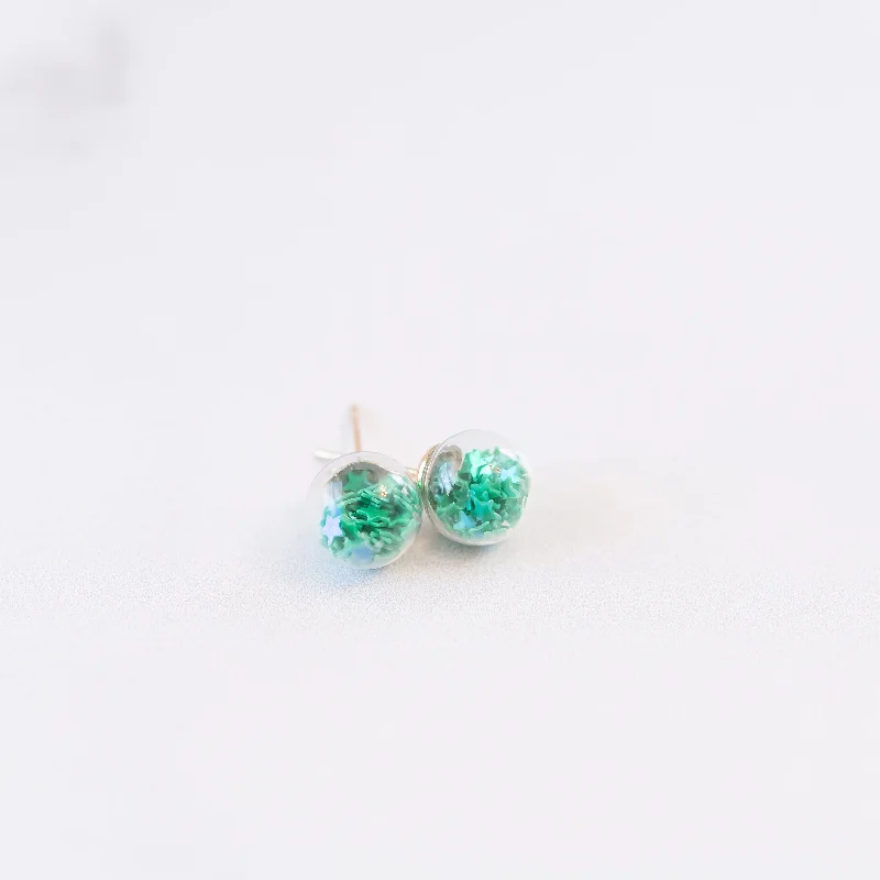 Leaf design earrings-Green | Mini Star Confetti Stud Earrings