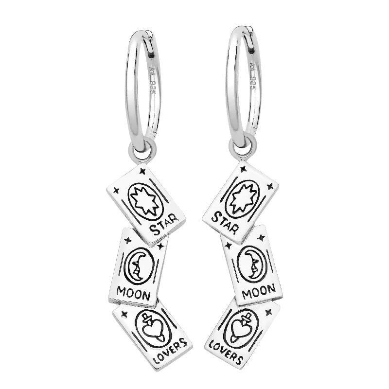 Victorian style earrings-TUMBLING TAROT - Sterling Silver Hoops