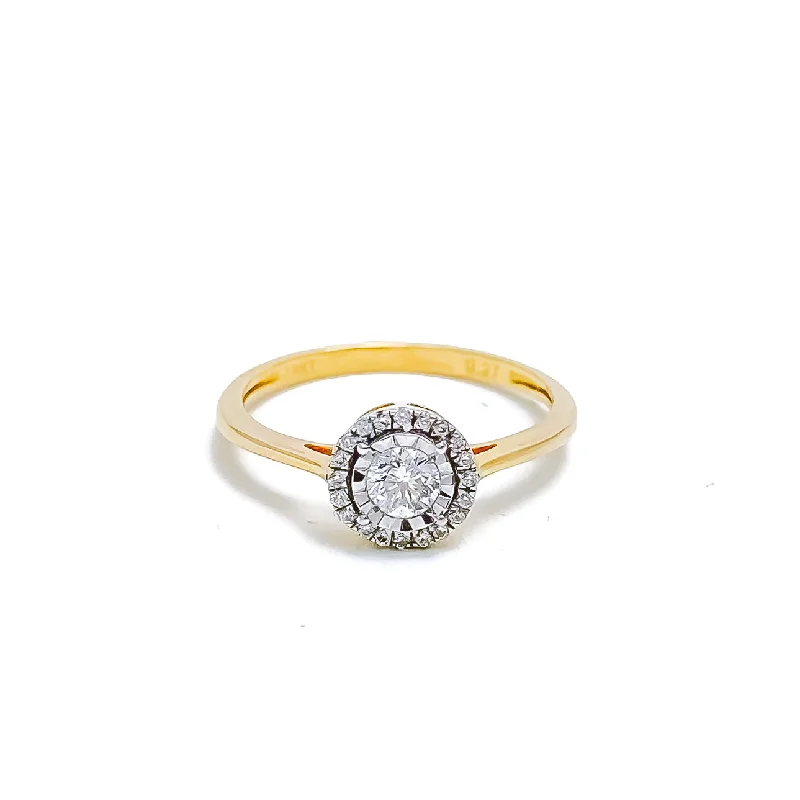 Topaz engagement rings-Tasteful Classic Diamond + 18k Gold Ring