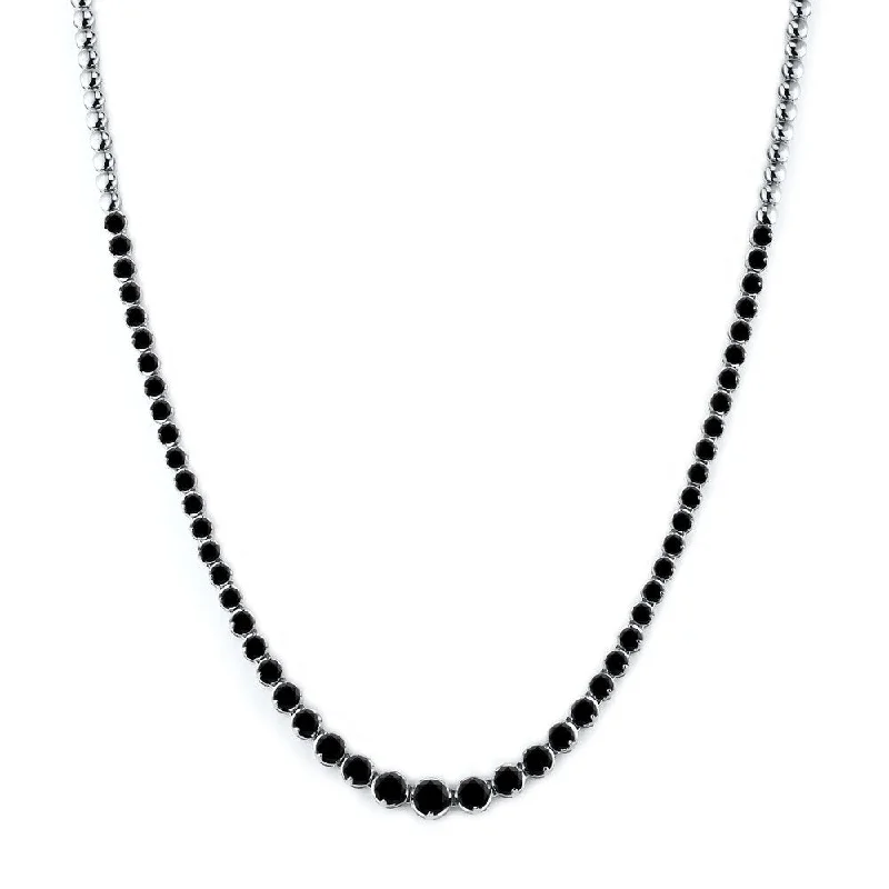 Tribal medallion necklaces-Auriya 5ctw Graduating Black Diamond Tennis Necklace 18k White Gold