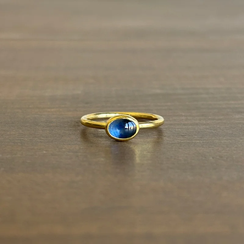 Oval Blue Sapphire Cabochon Ring