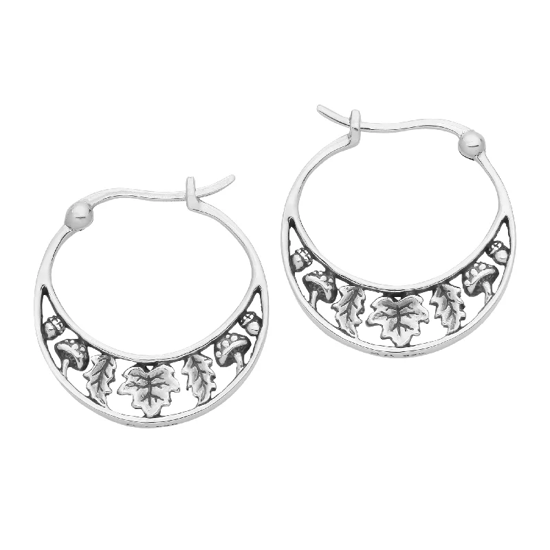 Wide statement earrings-AUTUMN HARVEST - Sterling Silver Hoops