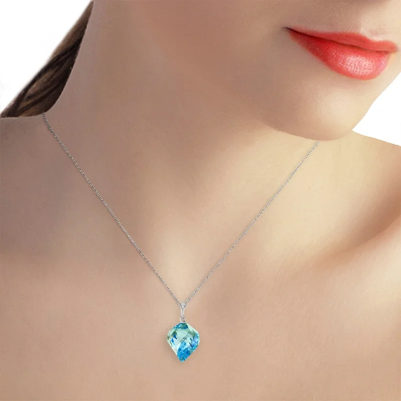 Spinel necklaces-13.9 Carat 14K Solid Gold Necklace Twisted Briolette Blue Topaz