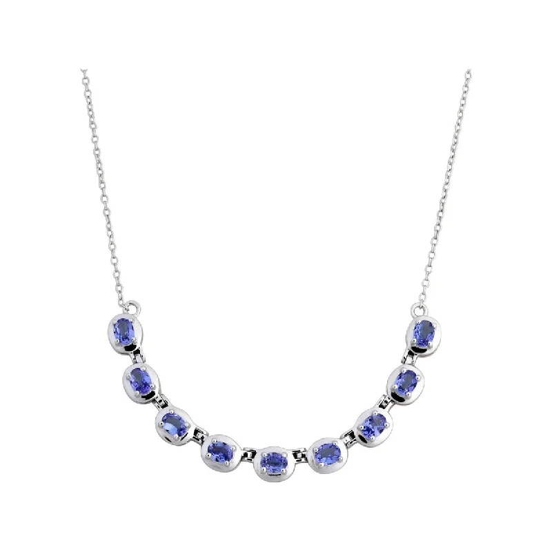 Chunky gem necklaces-925 Sterling Silver Tanzanite Necklace